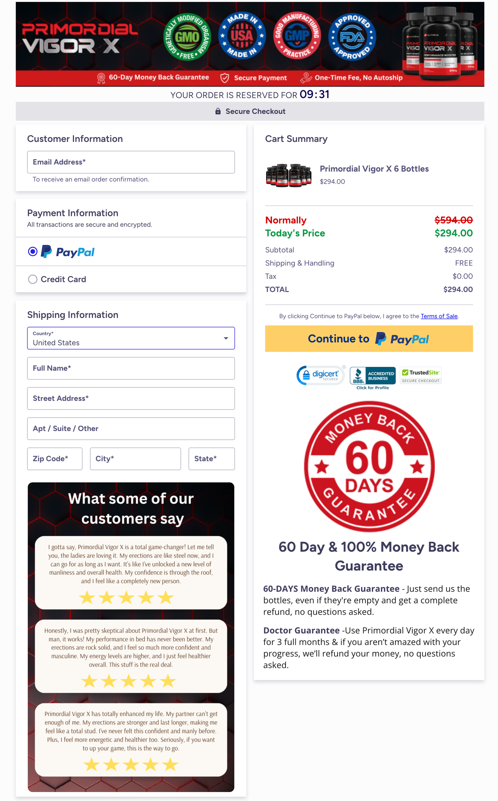 Primordial Vigor X Official Website Secure Order Page